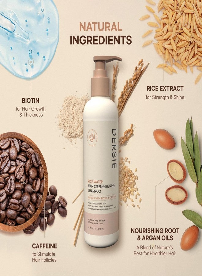 Dersie Rice Water Hair Growth Shampoo & Conditioner: Biotin & Caffeine Infused for Thinning Hair - Women & Men - Image 3