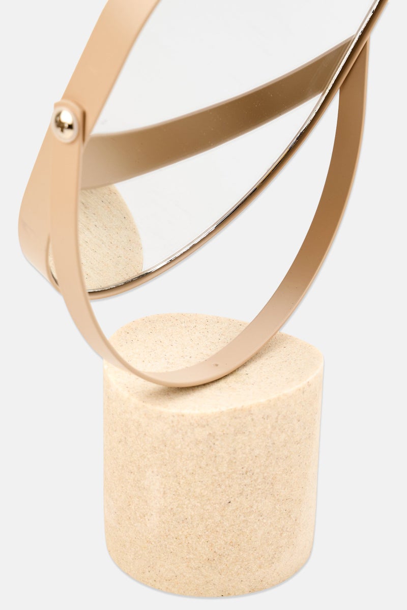 Muy Mucho Oval Mirror With Ceramic Support, Beige - Image 3