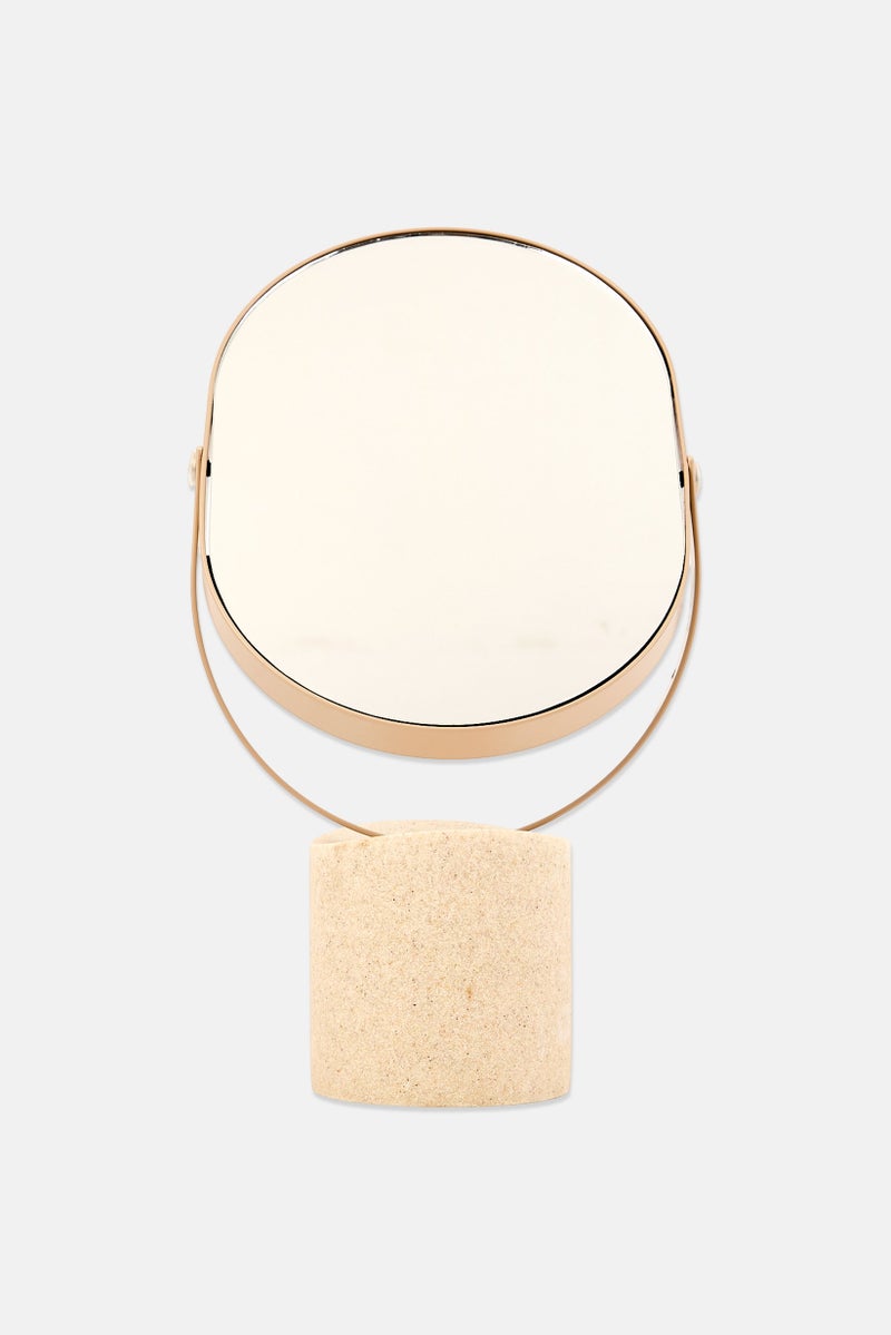 Muy Mucho Oval Mirror With Ceramic Support, Beige - Image 2