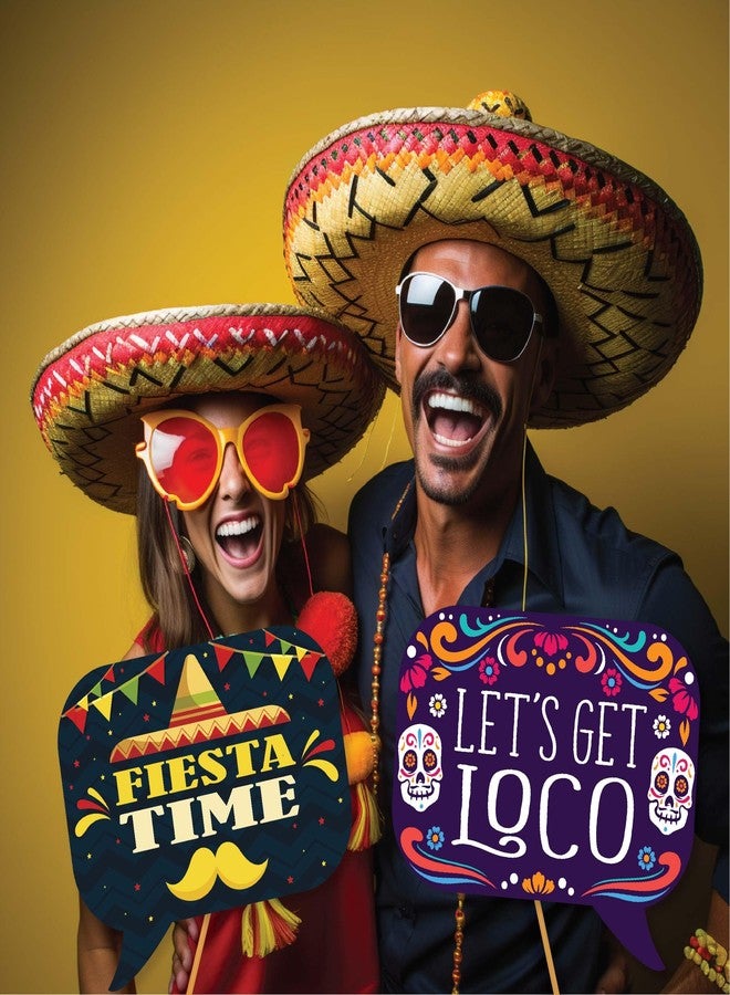 Outside The Booth Fiesta Photo Booth Props - 41-pc Photobooth Kit with 8 x 10-Inch Sign, 60 Adhesive Pads, 45 Sticks - Mexican Photo Prop - Fiesta Props - Photo Booth Props Cinco de Mayo - Image 4