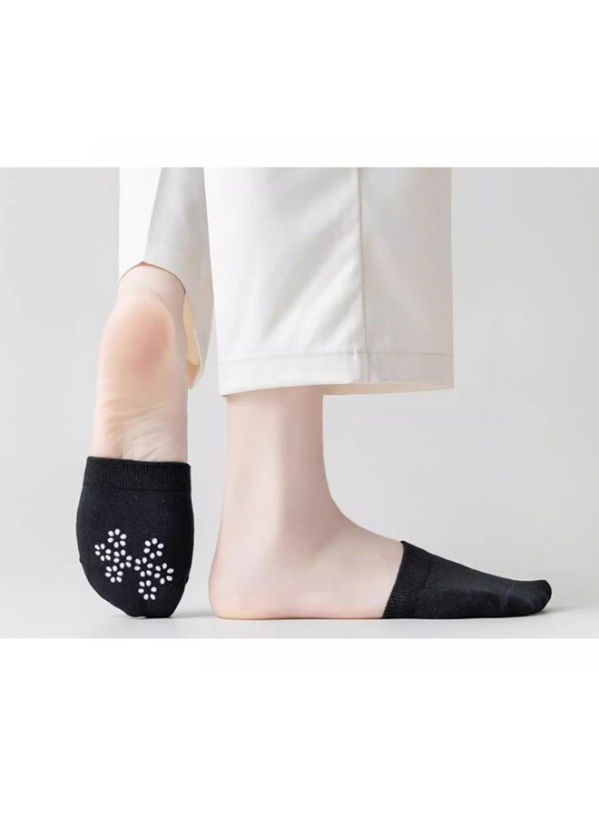 جوارب نسائية مانعة للانزلاق بنمط زهور، قبضة سيليكون مانعة للانزلاق، 6 أزواج (أسود) - Image 4