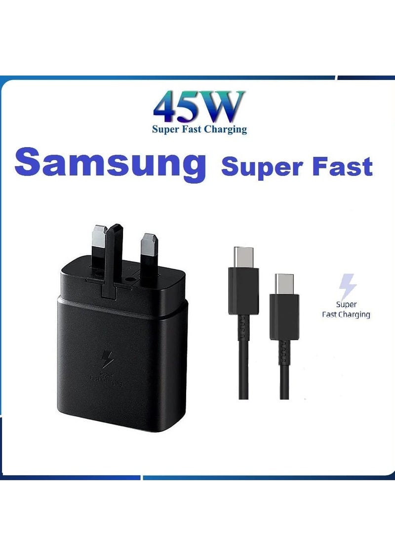 Generic - 45W USB C Charger,Super Fast Charger for Samsung Galaxy S24 Ultra/S23+/S23/S22 Ultra/S21/S20/S20 Ultra/Note 20/Z Fold 6/Flip6/Tab S10+/S10 Ultra/S9+/S8/S7 /, PPS Charger 3.0 USB C Plug with 1.2M Type C Cable - Image 1