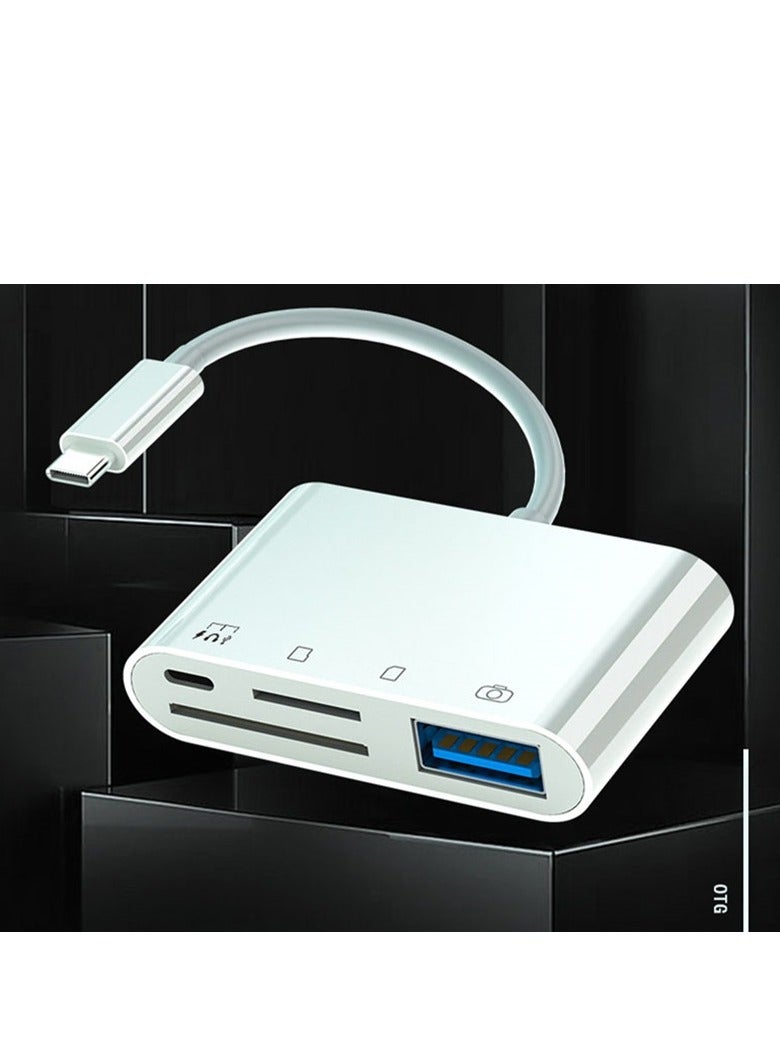 Loquat Multifunctional Card Readers Type-c Interface 4-in-1 [TF/SD+USB+Charging/Headphones/USB Drive Reading]