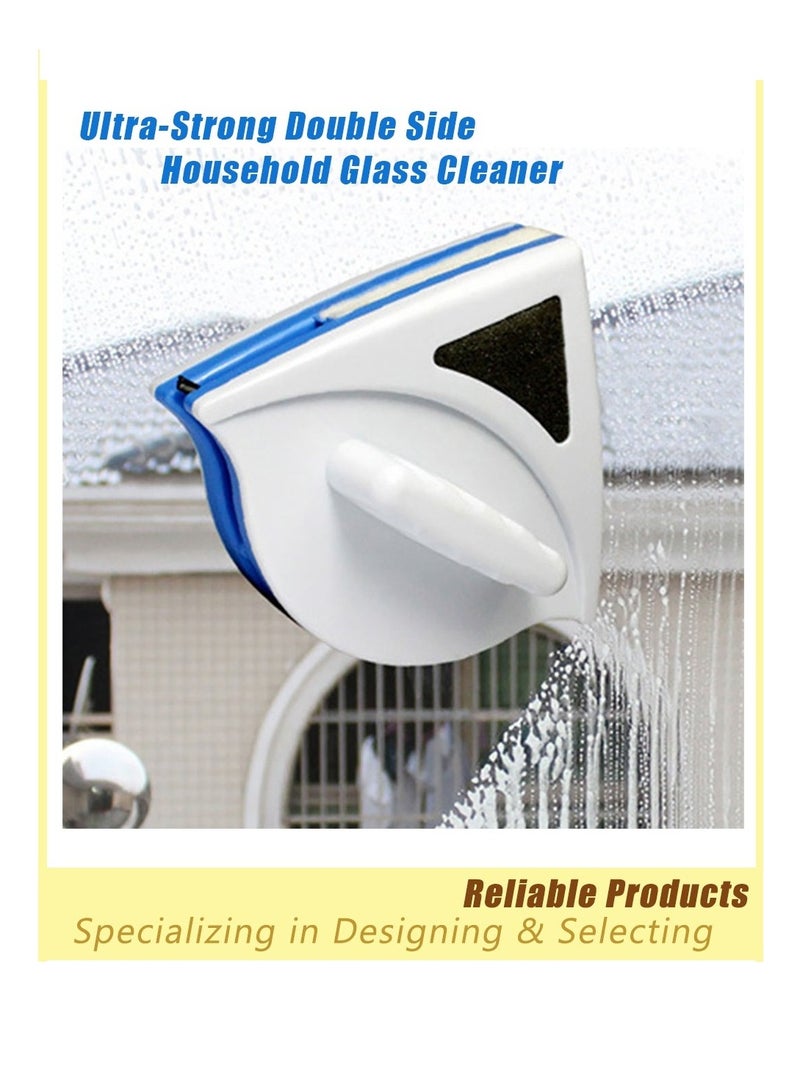 ممسحة غسيل النوافذ، فرشاة مغناطيسية، منظف زجاج منزلي قوي للغاية مزدوج الجوانب، أداة فرشاة تنظيف النوافذ المغناطيسية، منظف النوافذ مزدوج الجوانب للنوافذ من 3 إلى 8 مم مع تصميم مقبض مريح - Image 1