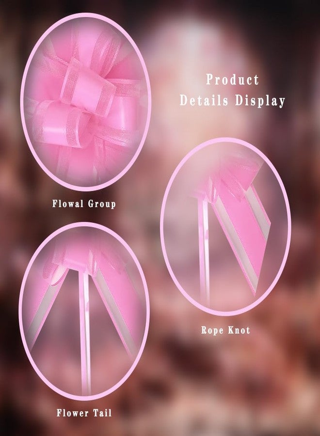 Dladhict 6 pcs 6″ Pull Bows for GiftWrapping, Pink Wrap Gift Bows Bow for Gifts, Baskets Ribbon Birthday Bows for Gift, Wrapping Bows Supplies Pull String Bows for Gift,Presents or Christmas Tree（Pink） - Image 4