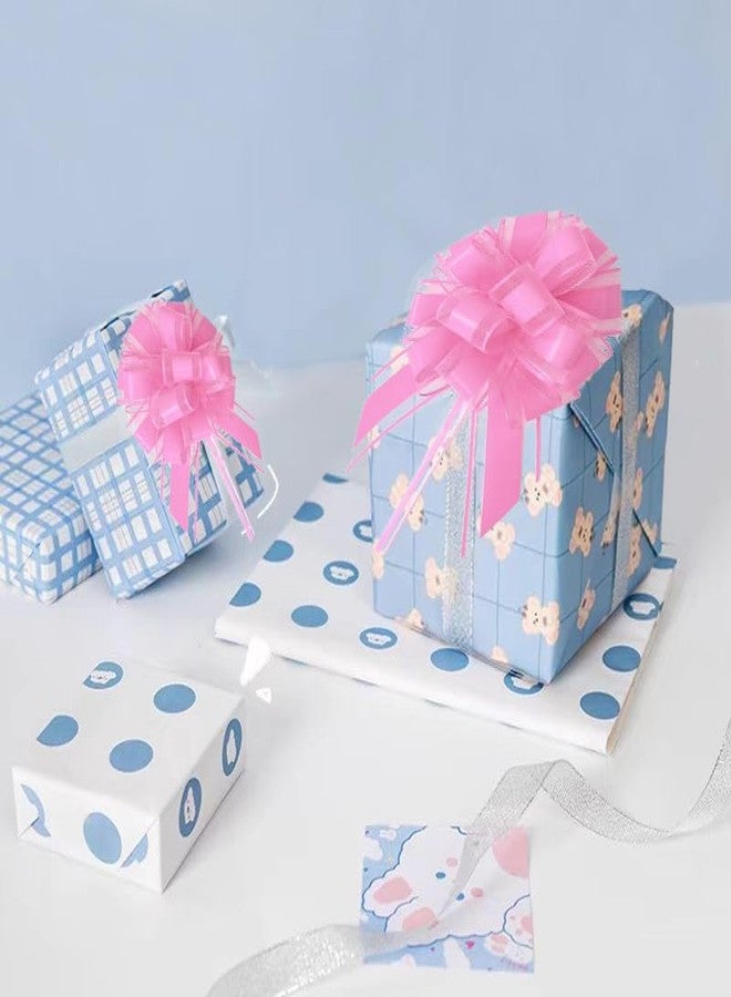 Dladhict 6 pcs 6″ Pull Bows for GiftWrapping, Pink Wrap Gift Bows Bow for Gifts, Baskets Ribbon Birthday Bows for Gift, Wrapping Bows Supplies Pull String Bows for Gift,Presents or Christmas Tree（Pink） - Image 5
