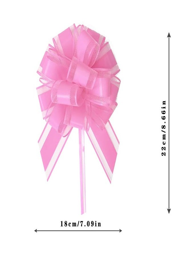 Dladhict 6 pcs 6″ Pull Bows for GiftWrapping, Pink Wrap Gift Bows Bow for Gifts, Baskets Ribbon Birthday Bows for Gift, Wrapping Bows Supplies Pull String Bows for Gift,Presents or Christmas Tree（Pink） - Image 2