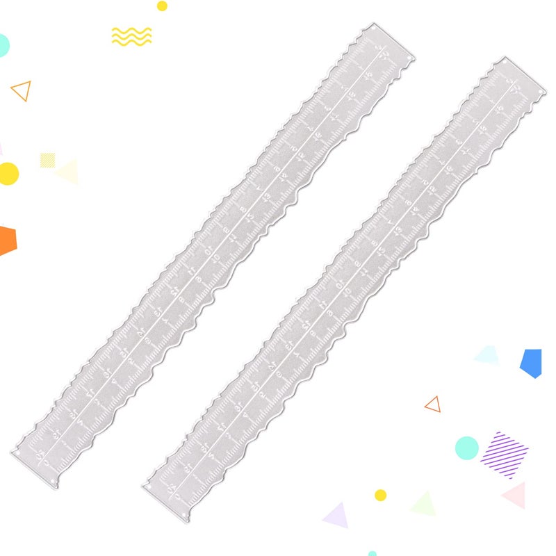 DREMISI 2Pcs 84 Inches Irregular Edges Ruler Measuring Embossing Ruler Deckle Edge Ruler Paper Ripper Ruler Paper Tearing Ruler Metal Cutting Dies for Cards Making Scrapbooking School Office Supplies