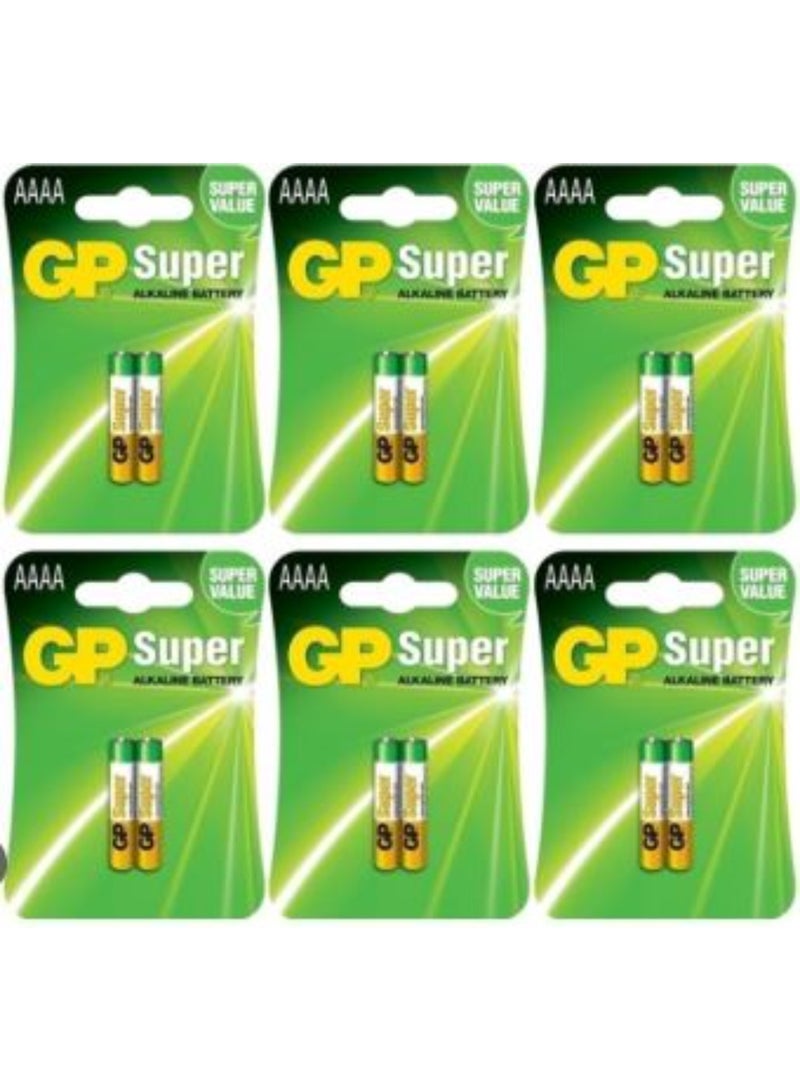 GP Super AAAA LR61 MN2500 E96 GP25A Alkaline Batteries 6 PACK X 2PCS