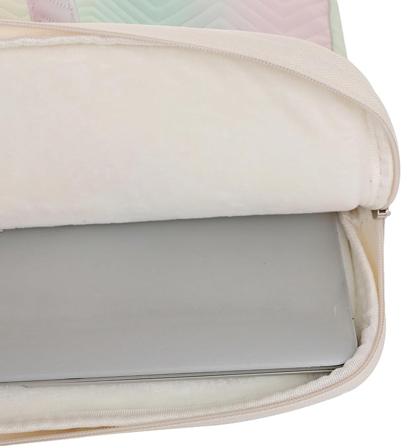 Stylish pastel rainbow Laptop Sleeve - Water-Resistant and Lightweight with Padded Compartments for Laptop, Notebook, Tablet - Includes Zippered Accessory Storage (13 Inch) - Image 4