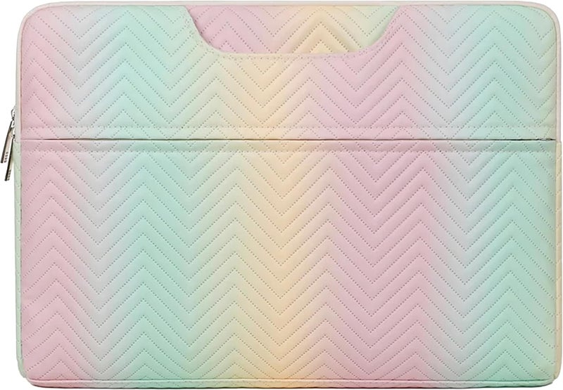 Stylish pastel rainbow Laptop Sleeve - Water-Resistant and Lightweight with Padded Compartments for Laptop, Notebook, Tablet - Includes Zippered Accessory Storage (13 Inch) - Image 2
