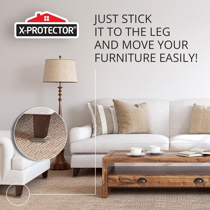 X-Protector Chair Sliders – 24 pcs 2" Furniture Sliders for Carpet – Self-Adhesive Furniture Moving Pads – Premium Chair Leg Floor Protectors – Slide Effortlessly with Chair Pads & Protect Floors! - Image 5