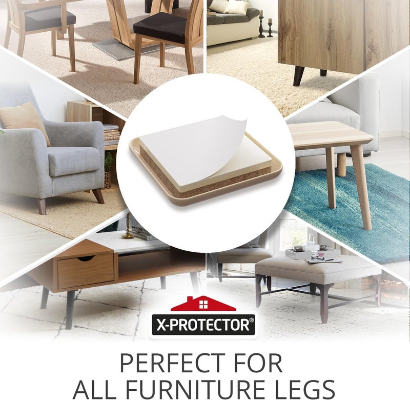 X-Protector Chair Sliders – 24 pcs 2" Furniture Sliders for Carpet – Self-Adhesive Furniture Moving Pads – Premium Chair Leg Floor Protectors – Slide Effortlessly with Chair Pads & Protect Floors! - Image 3