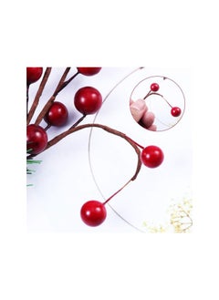 WYBOT 10pcs  Tree Picks Holly Berry Craft Artificial Red Berry Pine for  Flower Arrangements Wreaths Holiday Decorations  - Image 5
