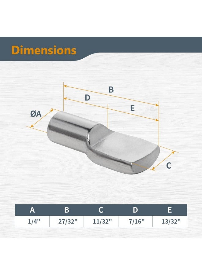 POWERTEC QP1106 1/4 Inch Shelf Pegs 100 pcs, Spoon Shaped Shelf Pins Support Pegs for Shelves, Kitchen Cabinet Shelf, Bookshelf, Closet and Furniture, Nickel Plated Shelf Holders Pegs - Image 1