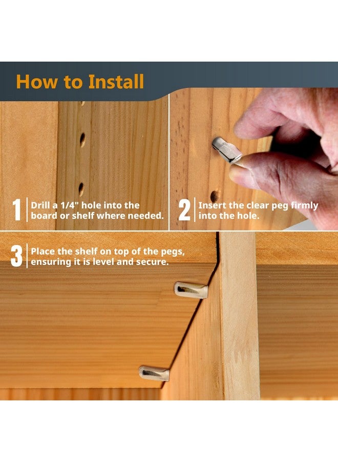 POWERTEC QP1106 1/4 Inch Shelf Pegs 100 pcs, Spoon Shaped Shelf Pins Support Pegs for Shelves, Kitchen Cabinet Shelf, Bookshelf, Closet and Furniture, Nickel Plated Shelf Holders Pegs - Image 3