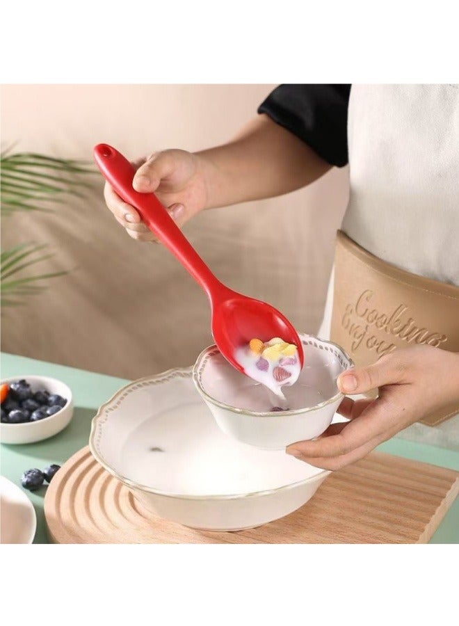 ملعقة كثافة هلام السيليكا للمطبخ المنزلي ملعقة سيليكون كبيرة ملعقة سلطة حمراء - Image 2