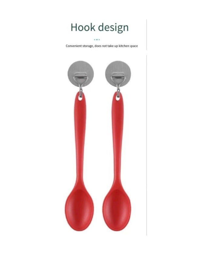 ملعقة كثافة هلام السيليكا للمطبخ المنزلي ملعقة سيليكون كبيرة ملعقة سلطة حمراء - Image 4