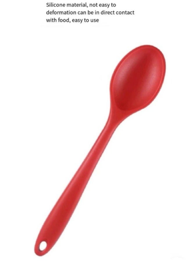 ملعقة كثافة هلام السيليكا للمطبخ المنزلي ملعقة سيليكون كبيرة ملعقة سلطة حمراء - Image 5
