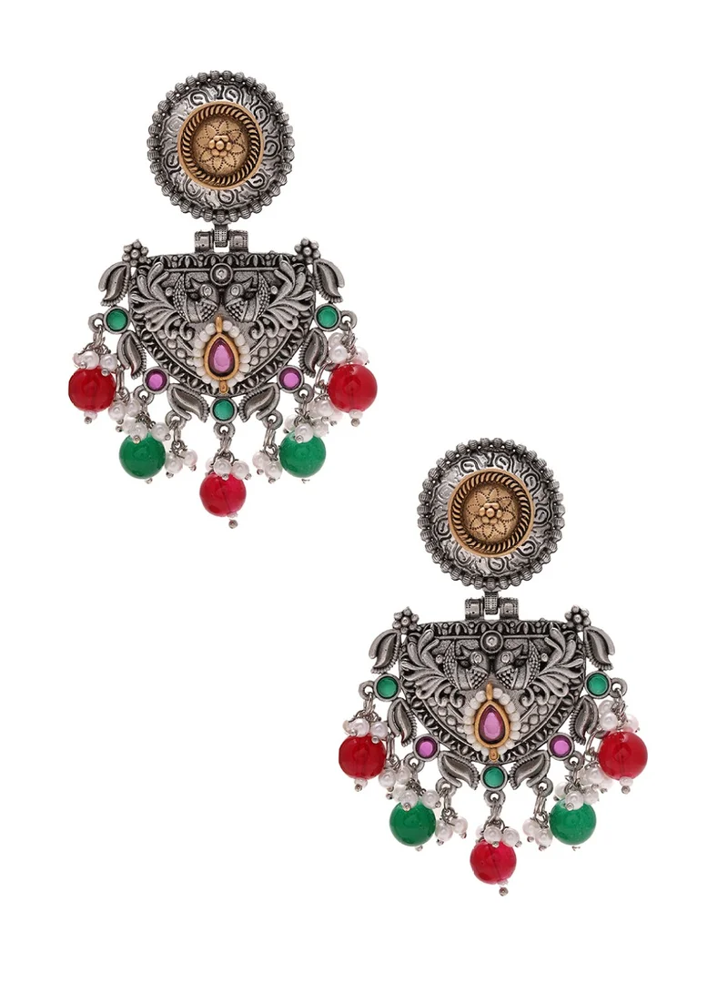 Priyaasi Contemporary Oxidised Drop Earrings