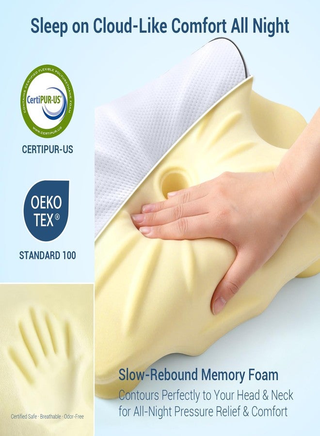 وسادة AZBESTPRO لدعم الرقبة من إسفنج الذاكرة، بتصميم مريح على شكل فراشة - 24×15.75×5.7 بوصة، غطاء وسادة قابل للإزالة مصنوع من البوليستر بنسبة 100%، مناسبة لمن ينامون على الجانب أو الظهر - Image 4
