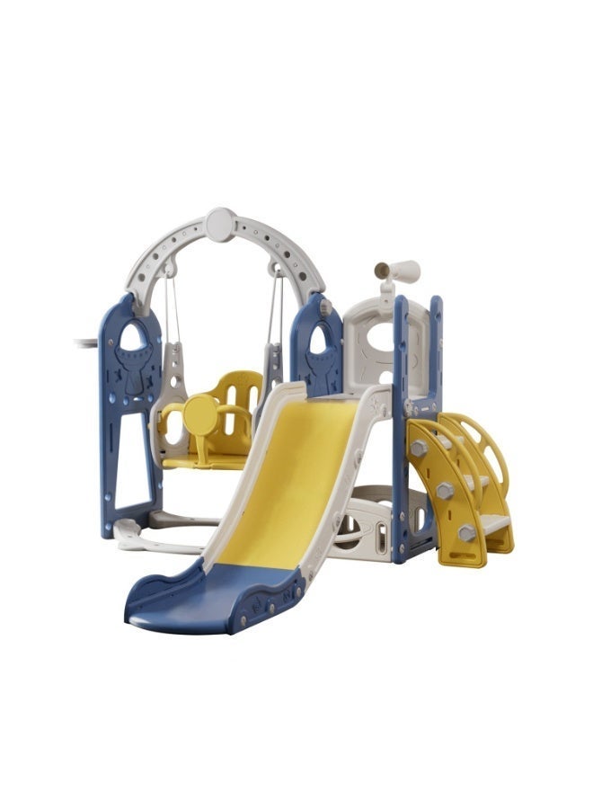 NEWLAN 5-in-1 Indoor/Outdoor Kids Toddler Slide and Swing Set : Featuring Basketball Hoop, Telescope, and Storage, Playsets For Kids Indoor and Outdoor. 155*138*114cm. - Image 1
