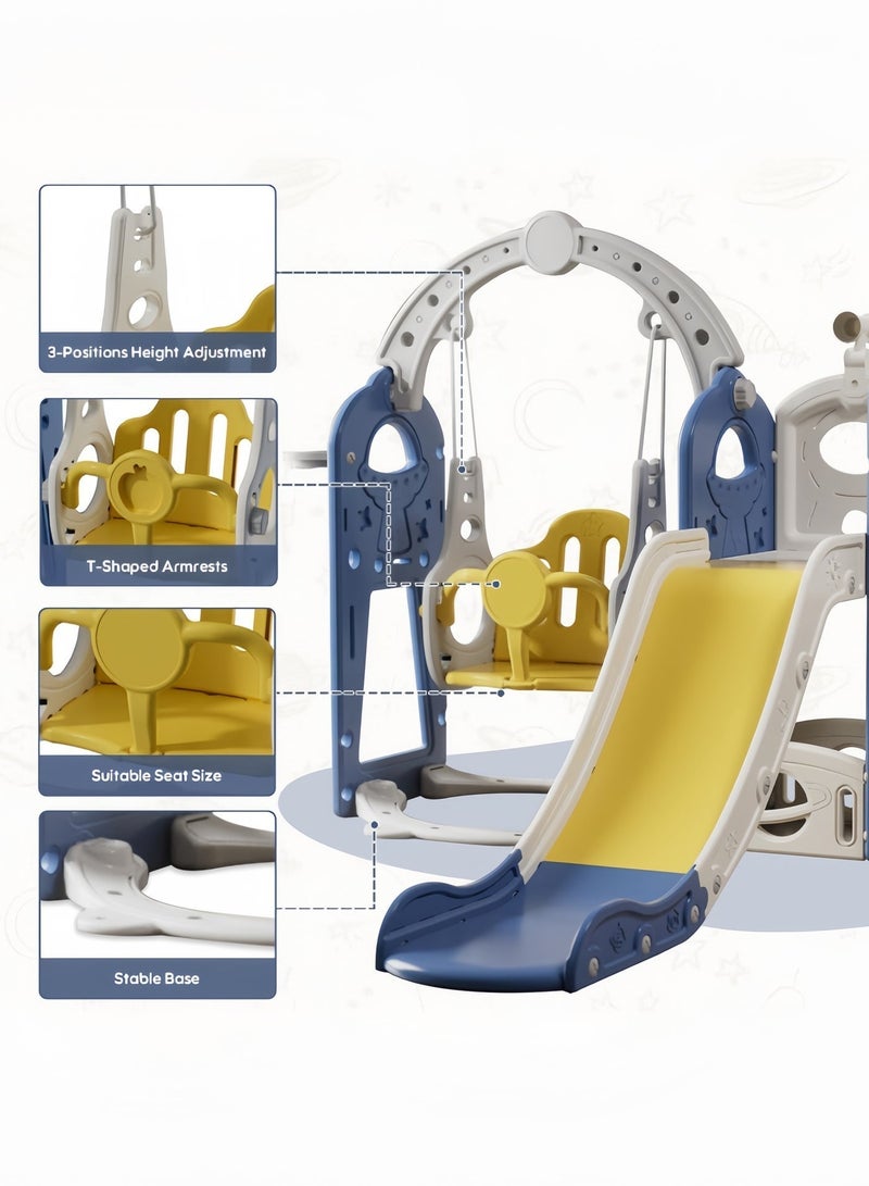 NEWLAN 5-in-1 Indoor/Outdoor Kids Toddler Slide and Swing Set : Featuring Basketball Hoop, Telescope, and Storage, Playsets For Kids Indoor and Outdoor. 155*138*114cm. - Image 3