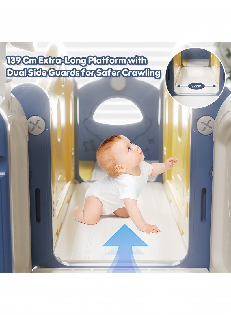 NEWLAN 5-in-1 Indoor/Outdoor Kids Toddler Slide and Swing Set : Featuring Basketball Hoop, Telescope, and Storage, Playsets For Kids Indoor and Outdoor. 155*138*114cm. - Image 2