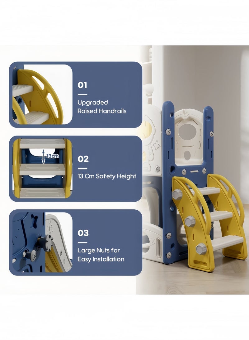 NEWLAN 5-in-1 Indoor/Outdoor Kids Toddler Slide and Swing Set : Featuring Basketball Hoop, Telescope, and Storage, Playsets For Kids Indoor and Outdoor. 155*138*114cm. - Image 5