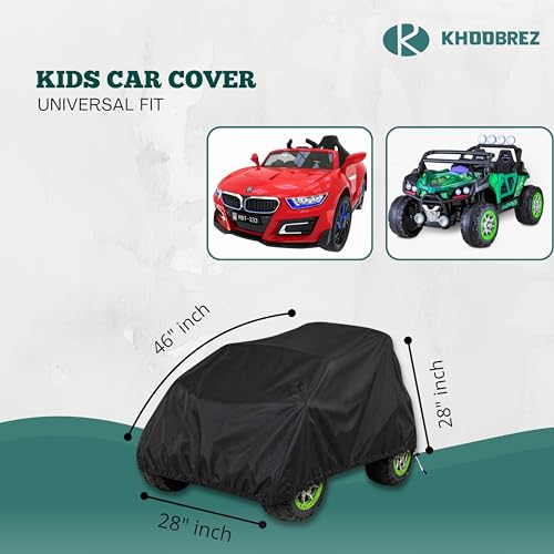 KHOOBREZ Polyester Waterproof, Indoor and Outdoor Kids Car Cover for Electric Battery Powered Children Wheels Toy Vehicles - Universal Fit KCC(Black) - Image 2