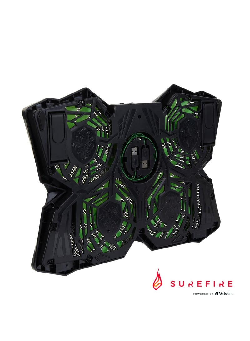 SureFire Bora Gaming Laptop Cooling Pad, Laptop Cooler 12-17 Inches, Notebook Fan Cooling Pads, Cooling Pad for Laptops up to 17 Inches, External Laptop Fan up to 1200 rpm, Max 26 dBA, Green - Image 4