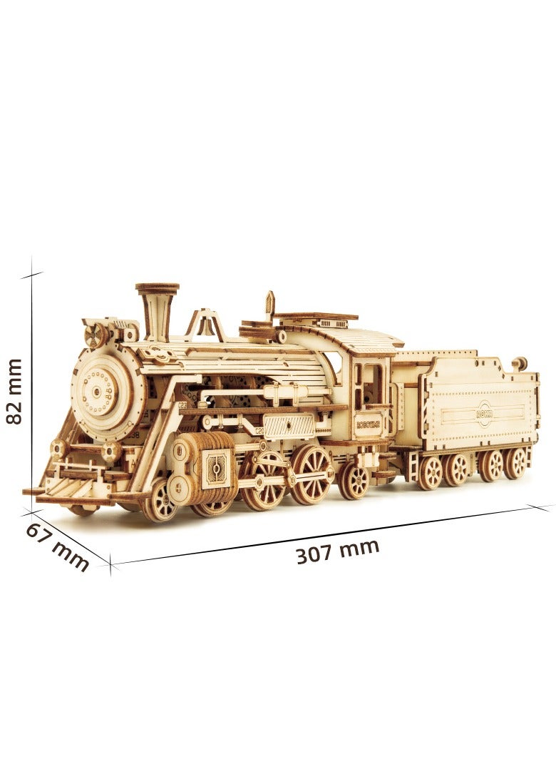 Robotime ROKR Prime Steam Express Train MC501, Assembly Brain Teaser 3D Wooden Puzzle DIY Build Model Crafts Kits, Unique Home Decor Birthday Gifts for Teens or Adults - Image 2