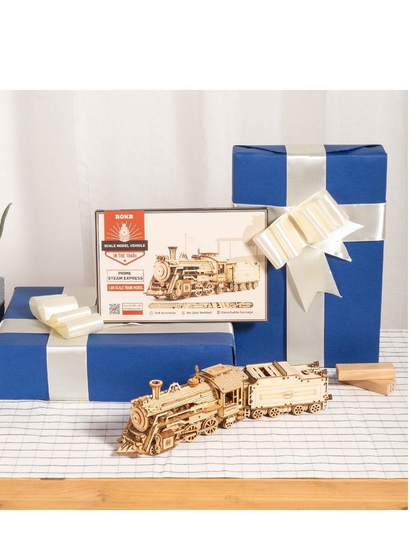 Robotime ROKR Prime Steam Express Train MC501, Assembly Brain Teaser 3D Wooden Puzzle DIY Build Model Crafts Kits, Unique Home Decor Birthday Gifts for Teens or Adults - Image 5