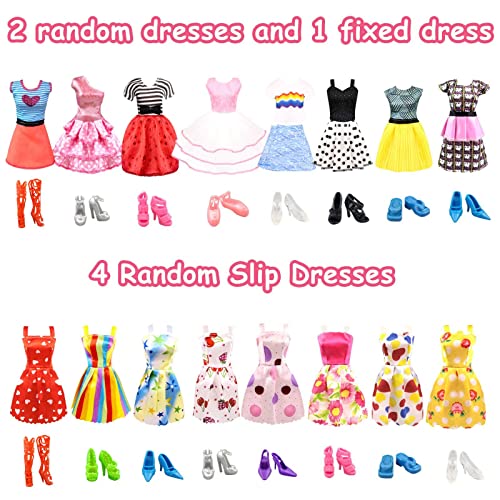 VLUSSO 84 Pack Doll Clothes and Accessories with Doll Closet for 11.5 Inch Doll Fashion Design Kit Girl Including Wedding Dress Fashion Dress Outfits Tops and Pants Shoes Hangers Bags Necklaces - Image 4