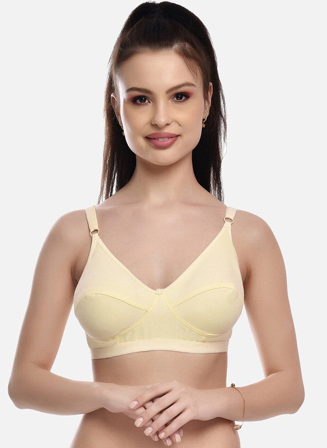FIMS Women Pack Of 3 Solid Cotton Non Padded Bra - Image 2