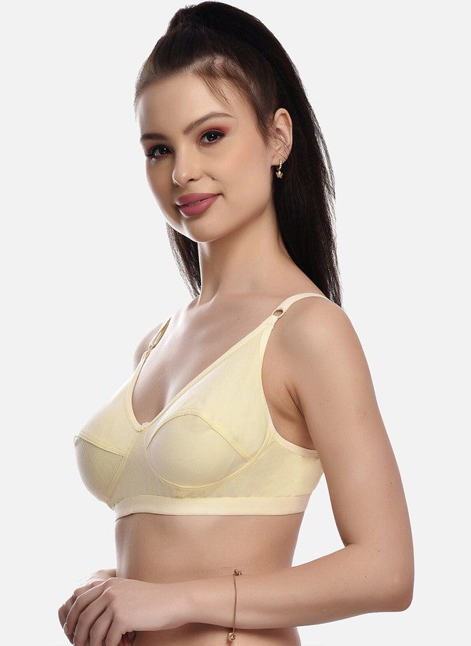 FIMS Women Pack Of 3 Solid Cotton Non Padded Bra - Image 4