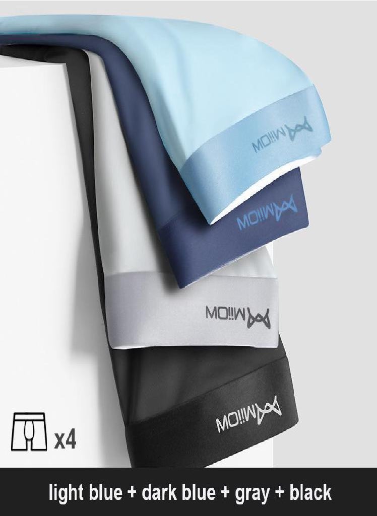 MIIOW - 4Pcs Lot Men Boxer Shorts Graphene Antibacterial Ice Silk Underwear Man Boxershorts Seamless Breathable Male Panties - Image 1