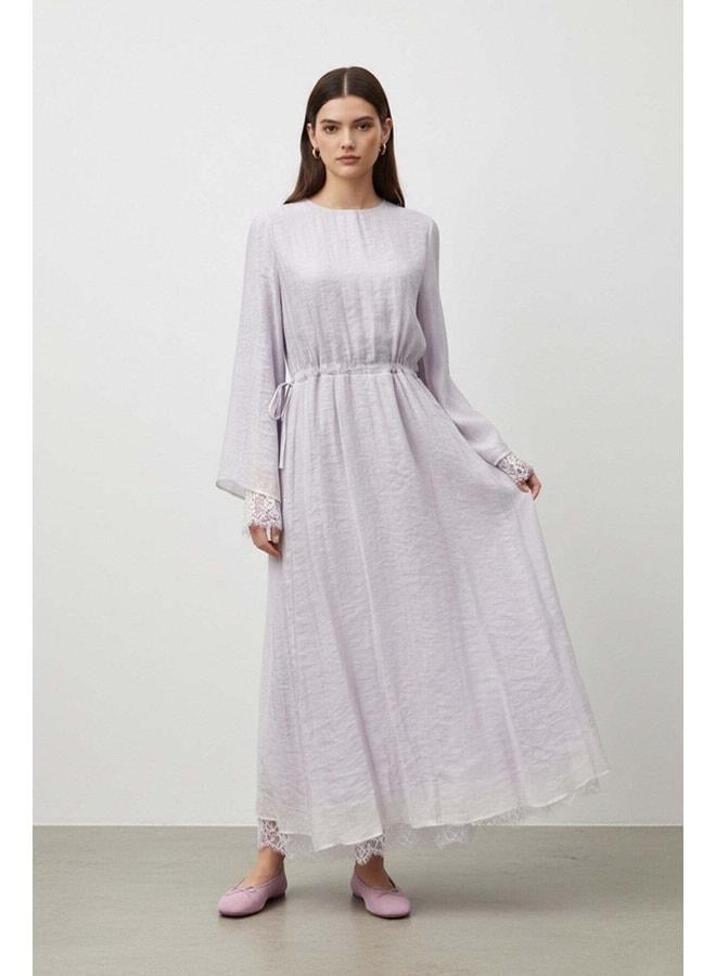 Soul Women's waist-tied lace-detail long dress - 32466ELB - LILA. - Image 1