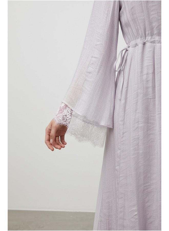 Soul Women's waist-tied lace-detail long dress - 32466ELB - LILA. - Image 3