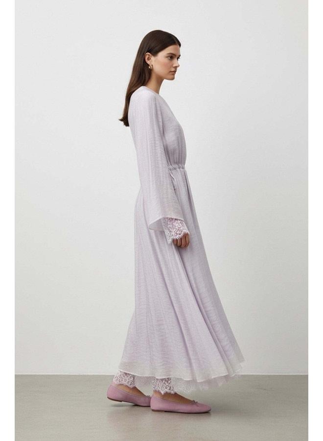 Soul Women's waist-tied lace-detail long dress - 32466ELB - LILA. - Image 2
