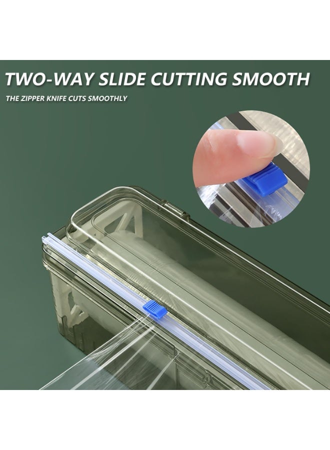 NANAO Cling Film Dispenser, Food Wrap Storage Organizer with Slide Cutter, Reusable Cling Film Dispenser, Clear Refillable Wrap Dispenser, Slide Cutter for Aluminum, Foil Film and Wax Paper - Image 4