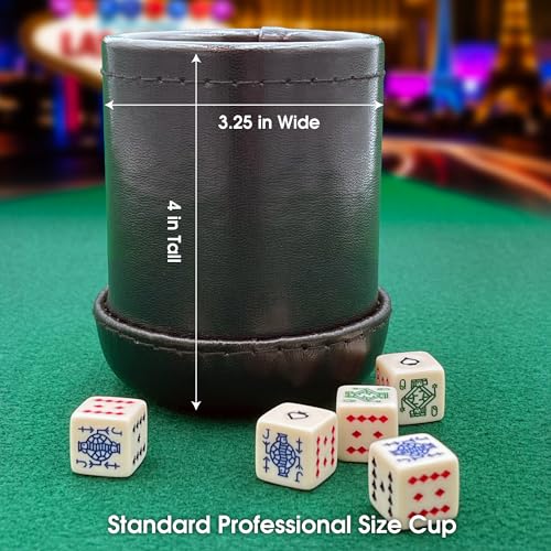 CHH كوب نرد فاخر بلون أسود/كريم مع 5 نرد بوكر - Image 5