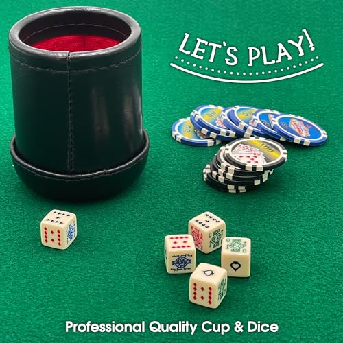 CHH كوب نرد فاخر بلون أسود/كريم مع 5 نرد بوكر - Image 3