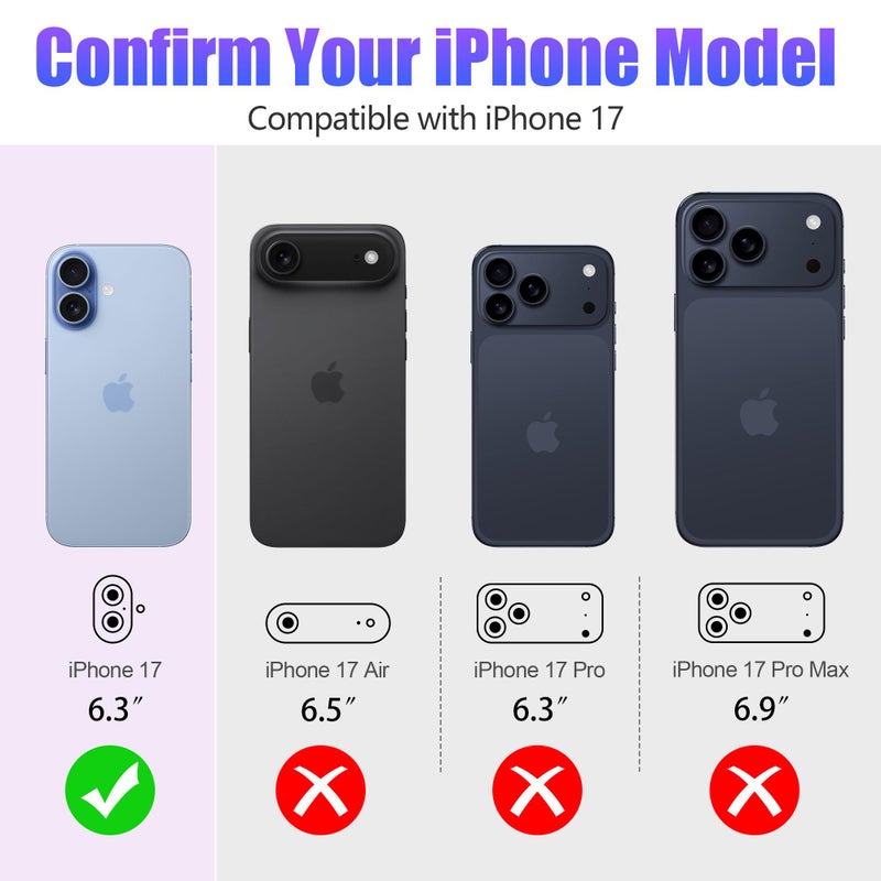 AGVEE 3+3 6 Pack for iPhone 17 6.3" Camera Lens Protector, Bling Diamond & Bling Glitter Metal Ring 9H Tempered HD Glass Camera Cover Film, Bling-Purple - Image 2