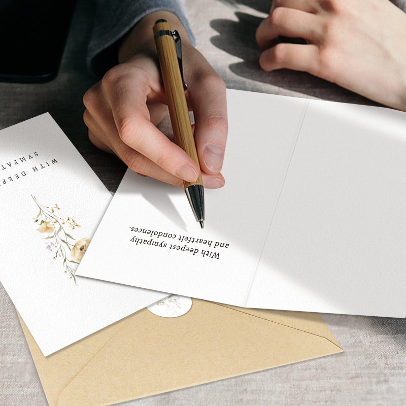 Wakeys 24 Pcs Sympathy Cards with Envelopes, Bulk Condolence Cards with Thoughtful Messages with Adhesive Envelopes and Stickers, 6 Unique Designs - Image 4