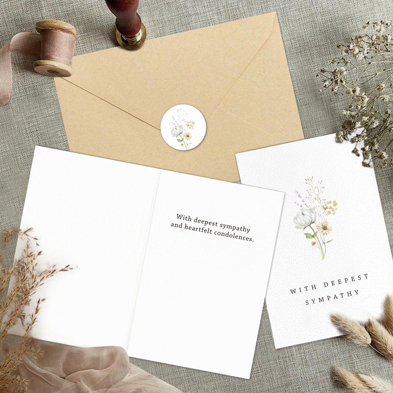 Wakeys 24 Pcs Sympathy Cards with Envelopes, Bulk Condolence Cards with Thoughtful Messages with Adhesive Envelopes and Stickers, 6 Unique Designs - Image 3