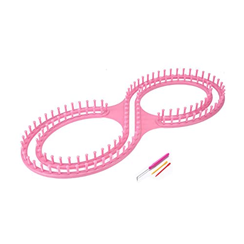 WAYION 55" Afphgan Serenity Loom Knitting Board Weave Loom Kit with Step by Step Instructions Great for The Experienced Loom Knitter(Blue/Pink) (Pink) - Image 1