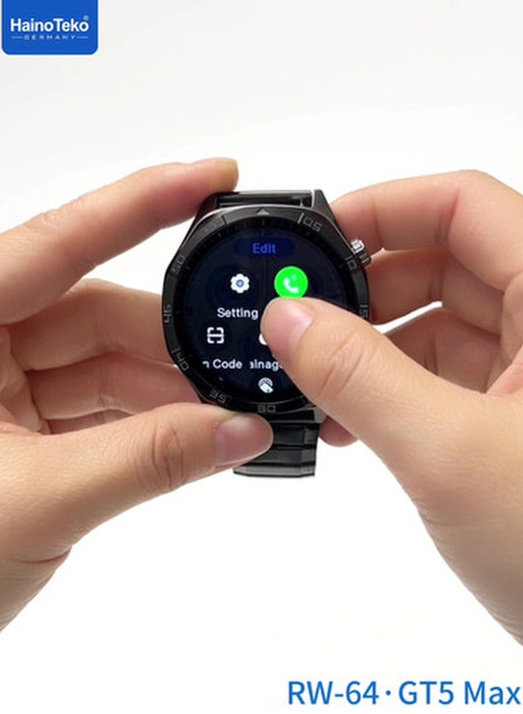 هينو تيكو ساعة Haino Teko RW-64 GT5 Max الذكية مع شاشة AMOLED كبيرة و3 أحزمة مصممة للرجال - Image 4