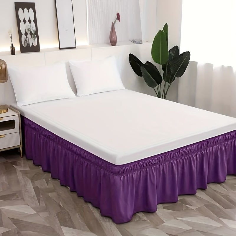 Elegant 16 Inch Queen Bed Skirt With Elastic Bands Microfiber Pink - Image 5