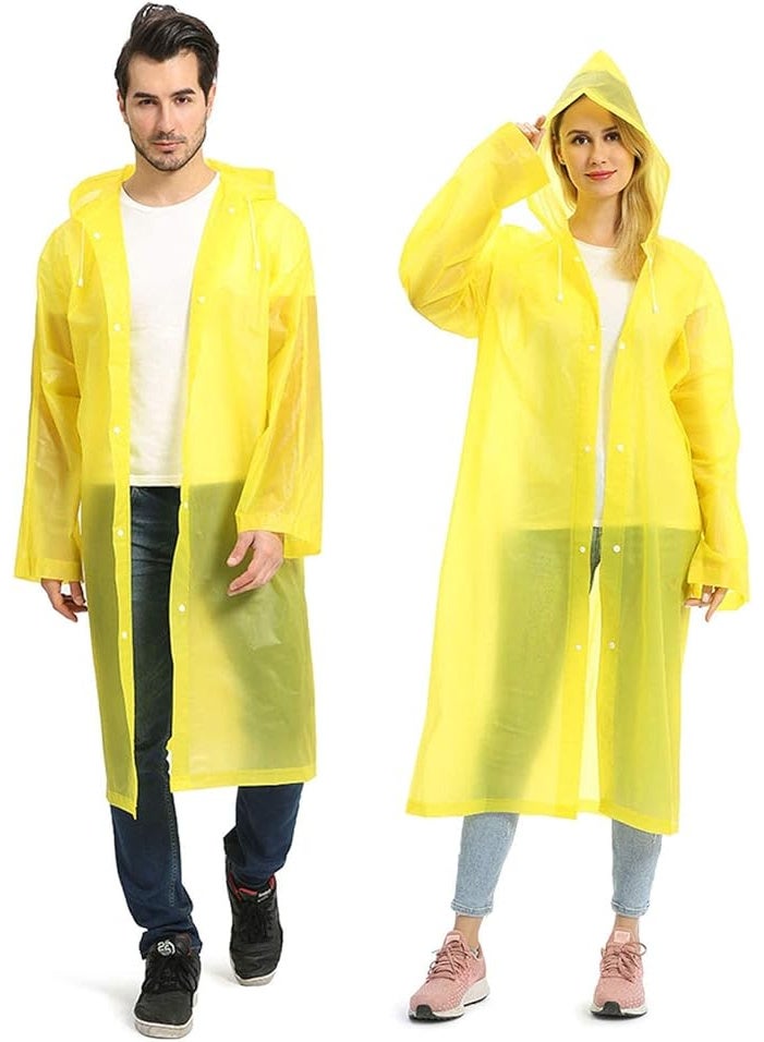 Reusable Adults Raincoats,Rain Ponchos with Hood Drawstring, Lightweight Rain Coat Waterproof 145LX68CM (Yellow) - Image 1